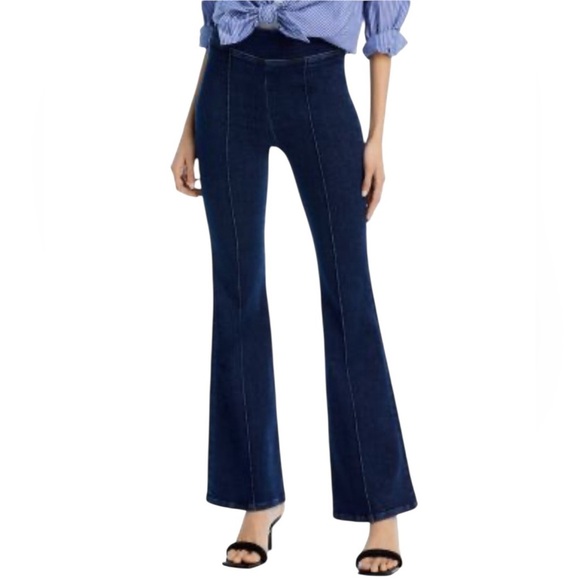 Frame Jetset Flare High Rise Pintuck Keller Jeans Denim Stretch Organic Cotton - Picture 2 of 15